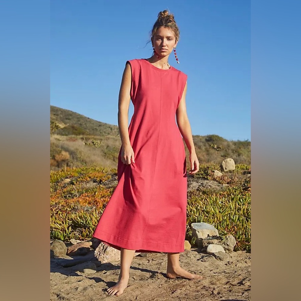 NWT Free People Beach Simone Midi In Red Jalapeño - Picture 3 of 10